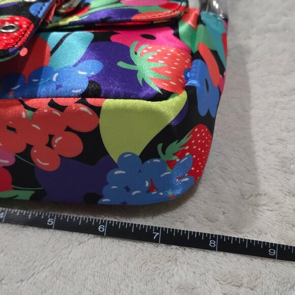 Current Mood Fruit Print Shoulder Bag–Red Black Y2K Graphic Purse Silver Buckle - Picture 9 of 13